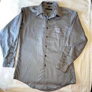 Geoffrey Beene Sateen Fitted Button Down Dress Shirt Young Mens Size 15 1/2